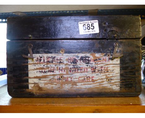 SCIENTIFIC INSTRUMENT BOX. Vintage scientific instrument wooden box