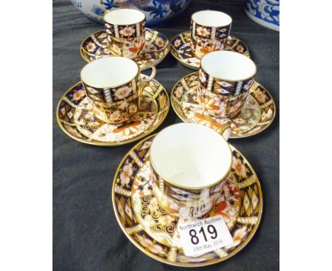 IMARI TEASET. Royal Crown Derby ten piece Imari teaset, five cups and five saucers
