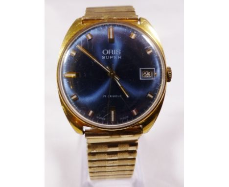ORIS WRISTWATCH. 1970s gold plated Oris Super manual wind wristwatch