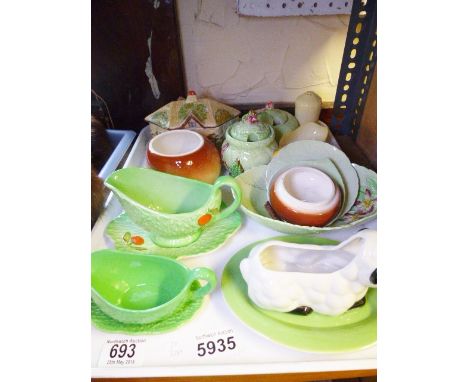 MIXED CERAMICS. Tray of mainly Carltonware ceramics with some unmarked pieces and Kensington Cottage
