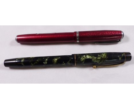 FOUNTAIN PENS. De La Rue Onoto The Pen fountain pen with 14ct gold nib and Esterbrook pen with steel nib