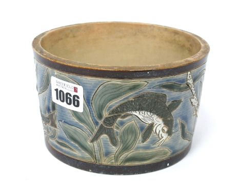 A Doulton Lambeth Stoneware Circular Bowl, designed by Francis C Pope and Mary Aitken, signed in monograms, with incised and 