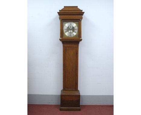 An XVIII Century Oak Eight-Day Longcase Clock, by Richard Hornby, the hood with a caddy top over square door with column supp