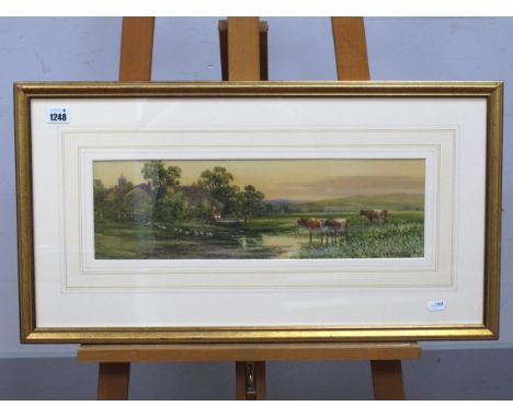GEORGE HAMILTON CONSTANTINE (Sheffield Artist, 1875-1967) *ARR Figures by a Cottage with Cattle in a River Landscape, waterco