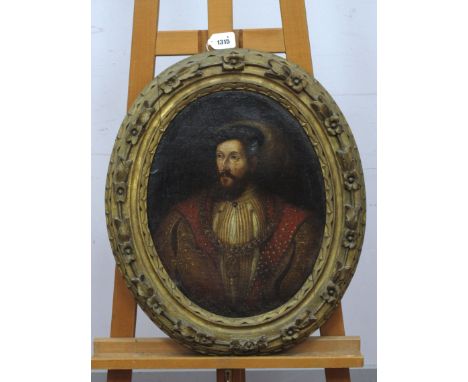 ENGLISH SCHOOL (XVIII/XIX Century) A Portrait of a Gentleman, possibly James II, wearing an elaborate cloak, pin tucked shirt
