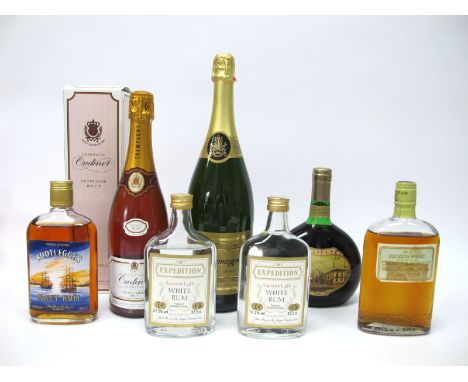 Spirits - C Pratt &amp; Sons No. 3 Old Scotch Whisky, small size; Oudinet Rose Champagne, boxed; Bootlegger Navy Rum, 37.5cl;