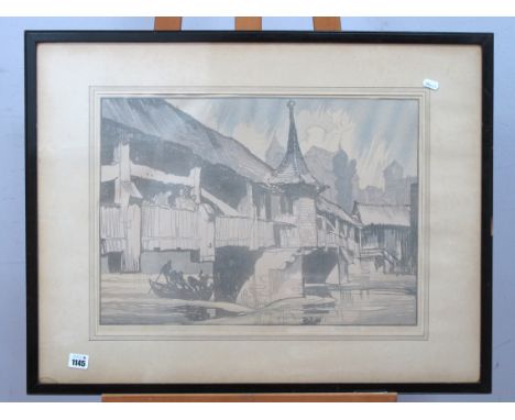 AFTER SIR FRANK BRANGWYN (1867-1956) YOSHIJIRO (MOKUCHU) URUSHIBARA (Japanese 1888-1953) *ARR The Bridge at Lucerne with Danc