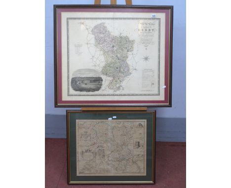 C &amp; I GREENWOOD A Map of the County of Derby From an Actual Survey, published Feb 24th 1830 with a vignette of Chatsworth