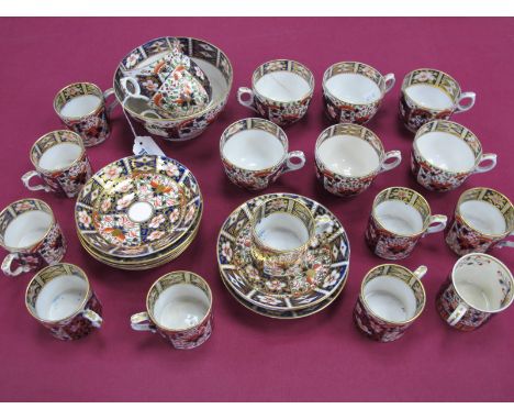 A Selection of XIX Century Derby Porcelain Tea and Coffee Ware, all decorated in Imari patterns, comprising: sugar bowl, eigh