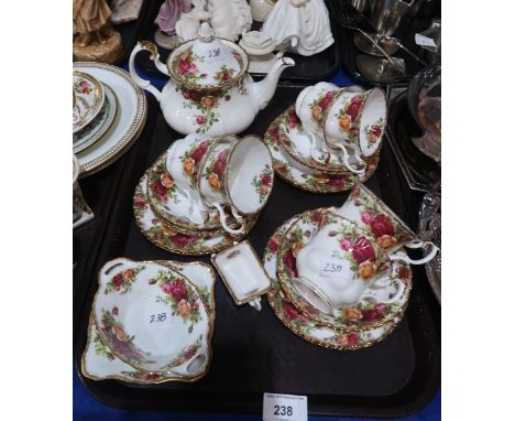 A Royal Albert Old Country Roses teaset comprising teapot, six cups, saucers and plates and small side dishes Condition Repor