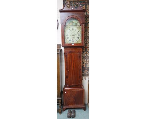 A 19th century G Douglas, Kilmarnock mahogany cased longcase clock with painted dial bearing Roman numerals to the hours and 