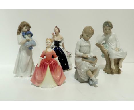 Five assorted figures including Nao, Royal Doulton, Lladro and Royal Dux&nbsp; Condition Report:Available upon request