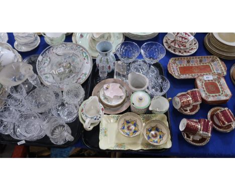 A Japanese sandwich set, a Victorian part teaset, James Kent coffee cups and saucers, a pair of Doulton bowls, a Poole potter