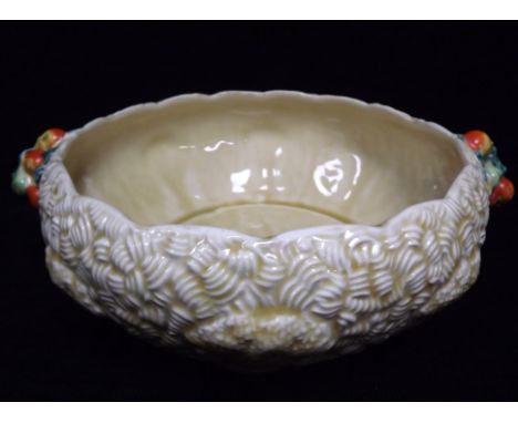 Great Britain Clarice Cliff Newport - Large Fruit Bowl in Celtic Harvest Pattern. Modelled with Apples &amp; Oranges on the v