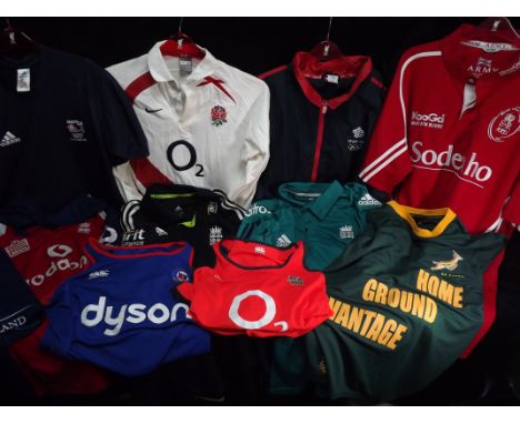 10 x British &amp; Commonwealth Sport Shirts, Team GB, Army, Rugby and Cricket. Team GB Salt Lake City 2002 Shirt(Light wear,