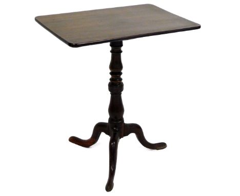 A late 19thC mahogany tripod table, with rectangular top on an oak tripod base, 68cm high, 61cm wide, 42cm deep.