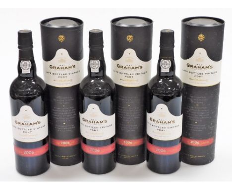 A case of six bottles of Grahams late bottled vintage port 2006, boxed with three in cases and three without.