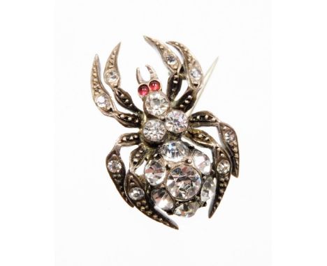 Rose Gold, Silver, Enamel, and Gem-Set Spider Brooch (Lot 12