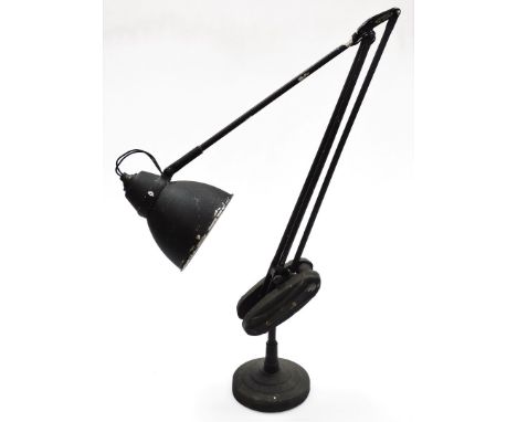 An angle poise lamp, silver and later painted in black, stamped Ekwipoz, 55cm high unextended. 