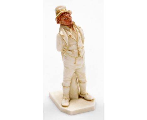 A late 19thC Royal Worcester figure by James Hadley, of a Dickensian gentleman, model 835 often known as Sykes or the Irish M
