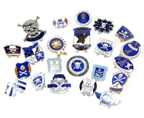 Vintage Speedway enamel badges Poole Pirates, mainly 1980s, (22).
