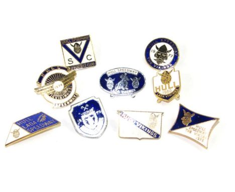 Vintage Speedway enamel badges Hull Vikings, 1970's/80's, (9).