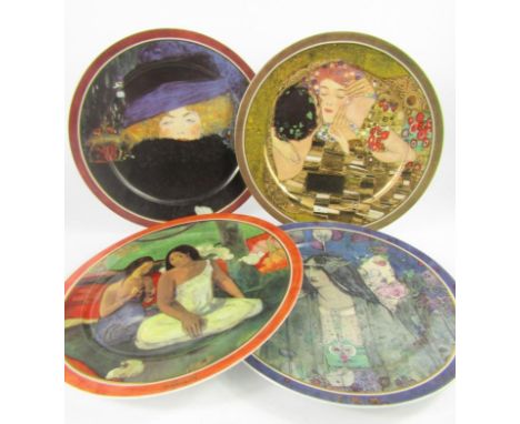 Four Artis Orbis Goebel plates, limited edition, decorated after Klimt, Gauguin and Charles Rennie Mackintosh, 31.5cm diamete