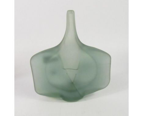 A Mdina frosted blue glass Axe vase, signed Mdina, dated 1981, 24.5cm high.