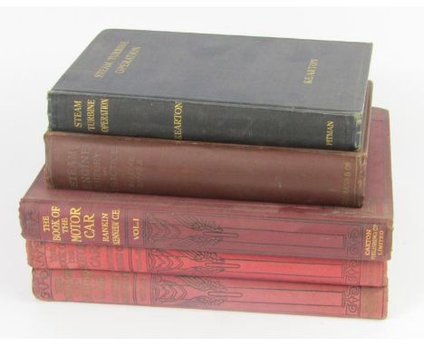 Three volumes of The Book of the Motor Car, Steam Turbine Operation and Steam Engine Theory.
