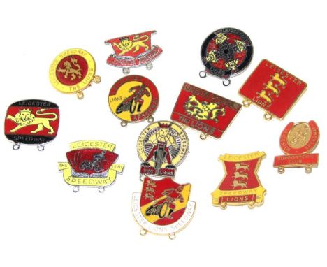 Vintage Speedway enamel badges Leicester Lions, mixed periods, (12).