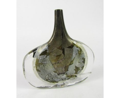 A Michael Harris Isle of Wight glass Azurene Axe vase, signed Michael Harris, I.O.W. England, 19cm high.