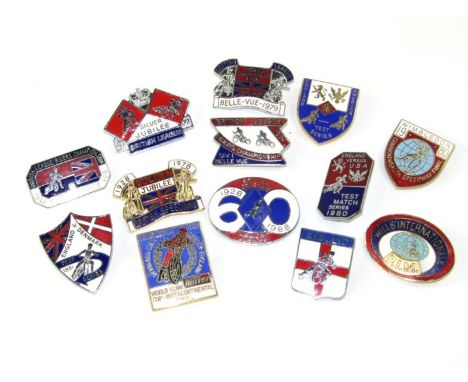 Vintage Speedway enamel badges, mixed British, (49).