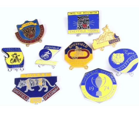 Vintage Speedway enamel badges Sheffield Tigers, mainly 1980's (24).