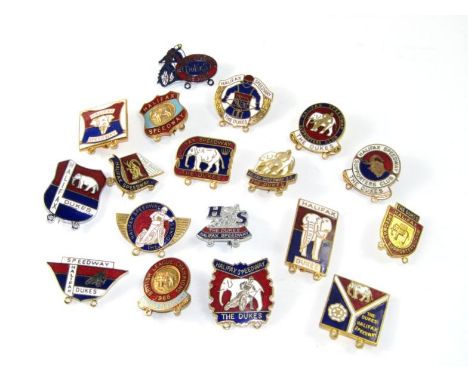 Vintage Speedway enamel badges Halifax Dukes, mainly 1980's (18).