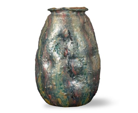Riccardo Gatti (Faenza 1886 - 1972), ceramic luster vase, 1940s / 1950s, signed under the base R. Gatti Faenza, H cm 27, base