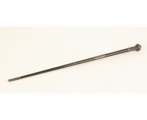 EARLY TWENTIETH CENTURY SILVER MOUNTED AND EBONISED PRESENTATION SWAGGER STICK, with engraved collar, the inscription dated 1