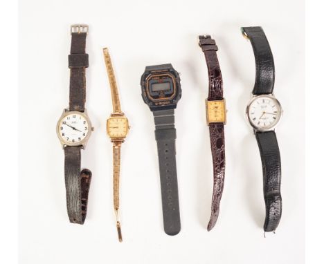 GENTS CASIO C-SHOCK DIGITAL WRISTWATCH, together with TWO ANALOGUE WATCHES, REFLEX and AVIA, and TWO LADIES WRISTWATCHES, AVO