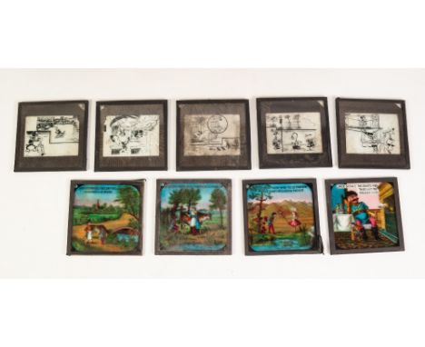 IN EXCESS OF TWO HUNDRED MAGIC LANTERN GLASS SLIDES, including a PART SET OF SEVEN (OF EIGHT) JACK AND THE BEANSTALK, in orig