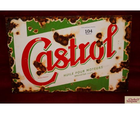 A French enamel advertising sign for "Castrol"  8" x 12"