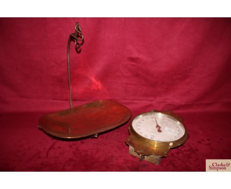 A large set of Salter trade hanging spring balance scales No.77T with inspectors stamp, to weigh 30lbs by 1oz increments, wit