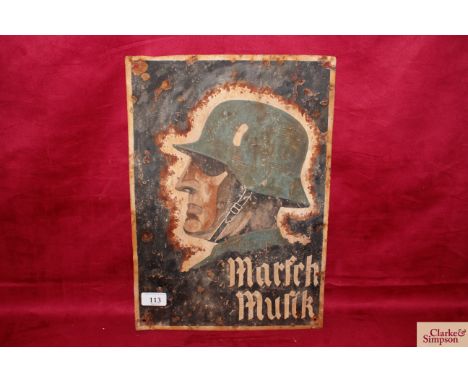 A German WW2 enamel on tin Propaganda sign, 16½" x 11½"