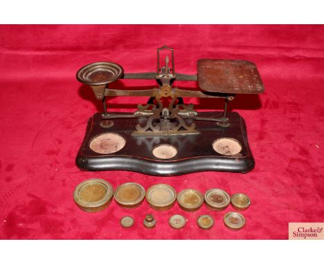 A set of Victorian postal scales and weights 