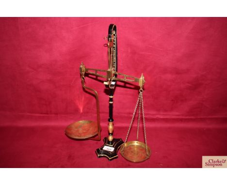 A set of M Eley &amp; Son of St Leonards on Sea 8oz shop sweet scales