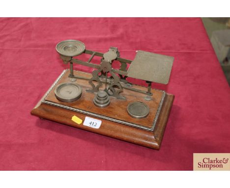A set of Victorian postal scales and weights 