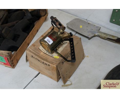 A paraffin blow lamp in original box 