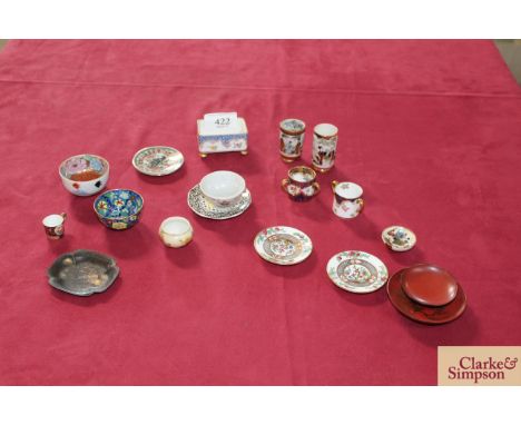 Various miniature dolls house porcelain items, including Worcester, Coalport, Royal Staffordshire etc.