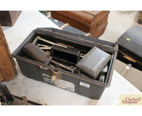 A tool box and contents of engineering tools etc. 