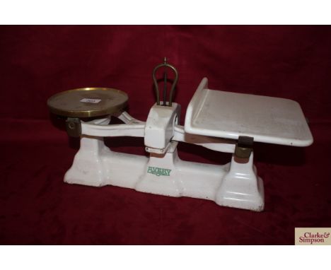 A set of W T Avery 10lb butchers scales with ceramic platform