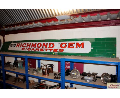 An enamel sign for Richmond Gem cigarettes in two sections, 15" x 131"