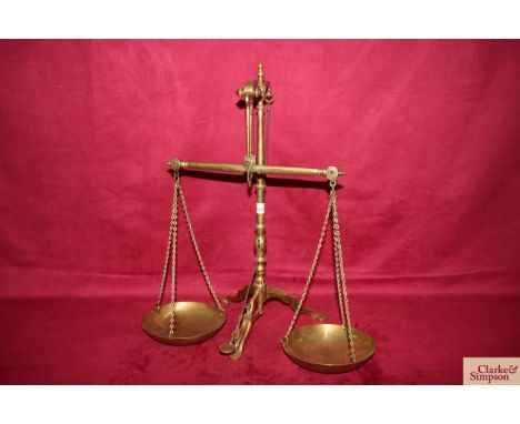 A set of brass Doyle &amp; Son of London general bank scales